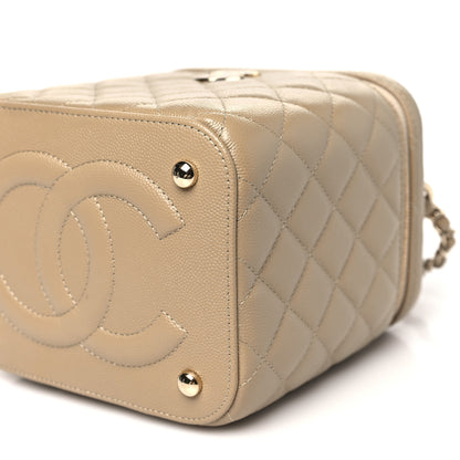 Chanel Caviar Quilted Small Top Handle Vanity Case With Chain Dark Beige 10 of 10