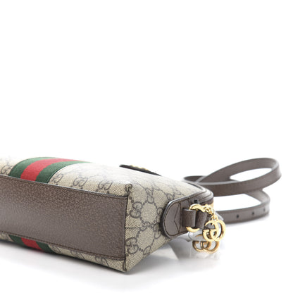 Gucci GG Supreme Monogram Textured Dollar Calfskin Web Small Ophidia Dome Shoulder Bag Beige Ebony New Acero 10 of 11