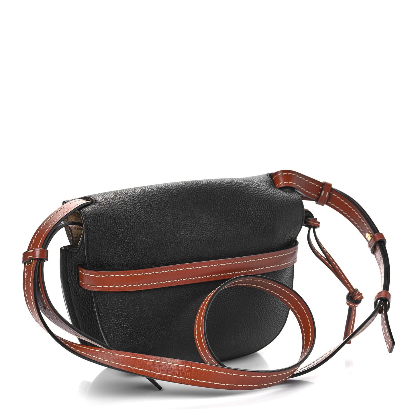 Grained Calfskin Small Gate Crossbody Bag Pecan Black