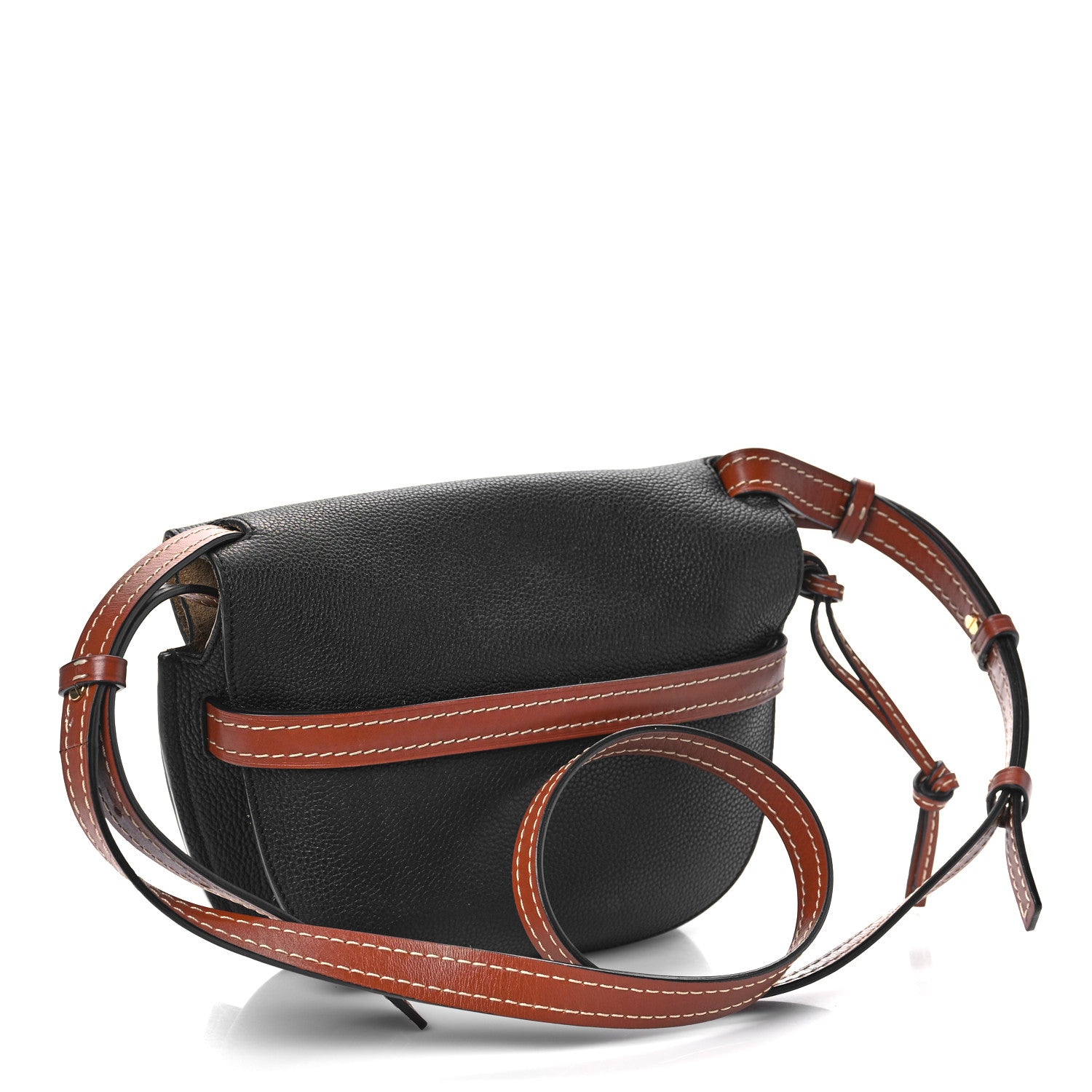Loewe Grained Calfskin Small Gate Crossbody Bag Pecan Black 3 of 9