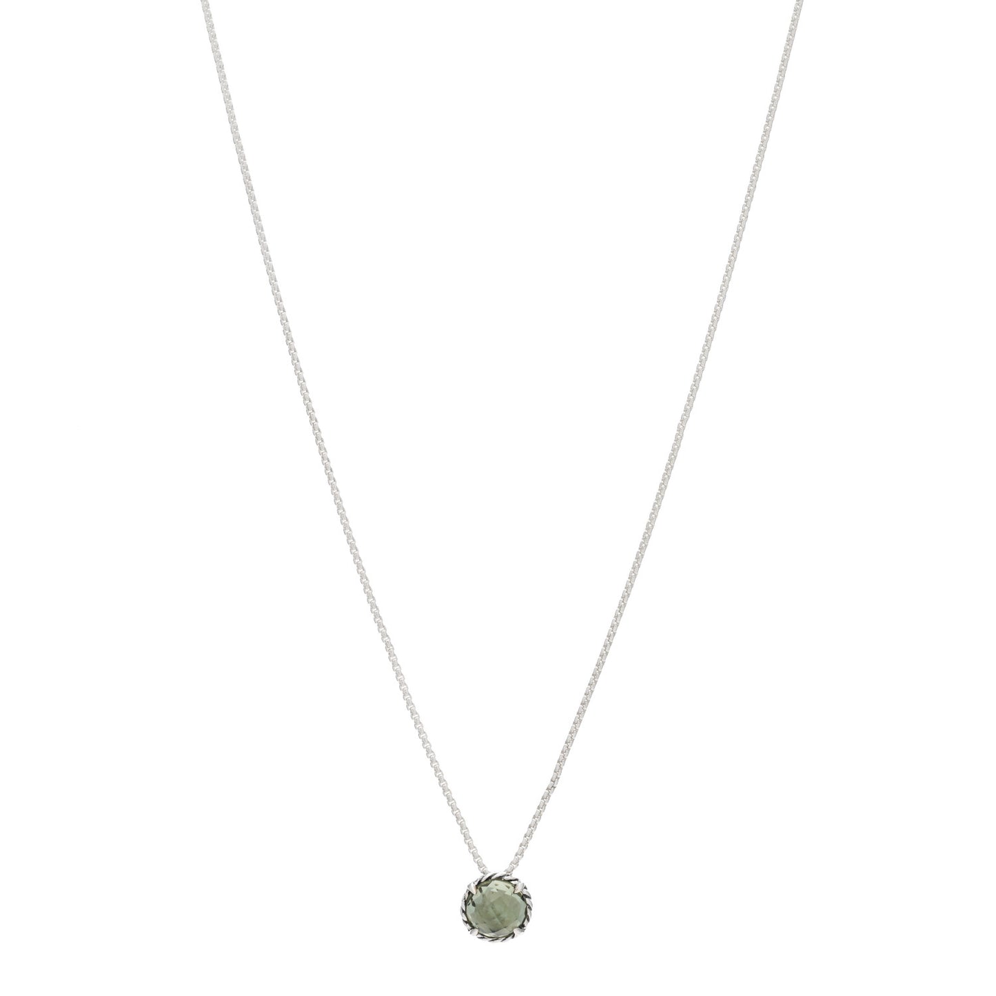 Sterling Silver Prasiolite 8mm Chatelaine Pendant Necklace