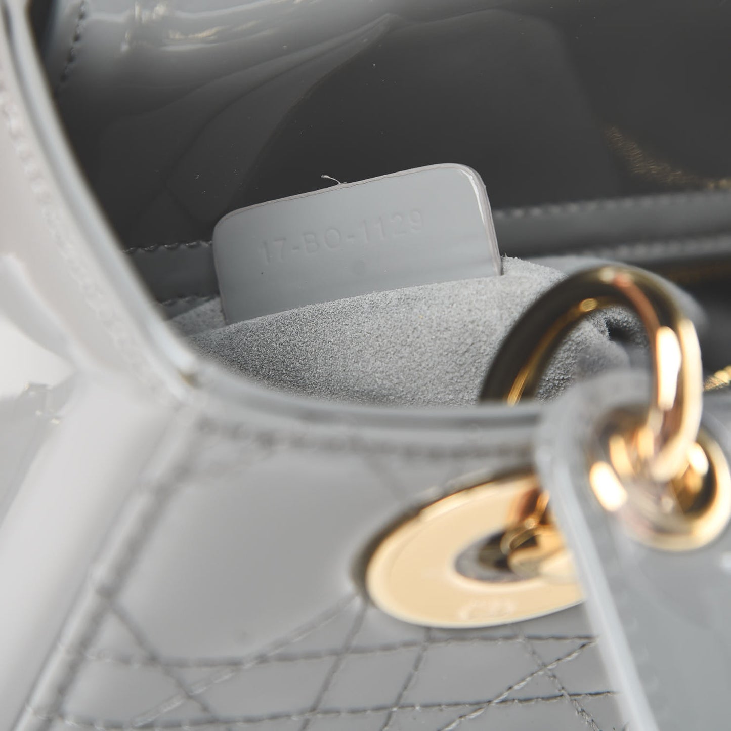 Patent Cannage Small Lady Dior Grey