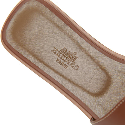 Hermes Box Calfskin Oran Sandals 37 Gold 7 of 10