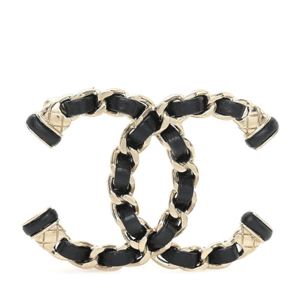 Chanel Lambskin CC Chain Brooch Black Gold 1 of 4