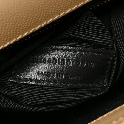 Saint Laurent Grain De Poudre Mixed Matelasse Large Triquilt Monogram Satchel Dark Latte 7 of 10