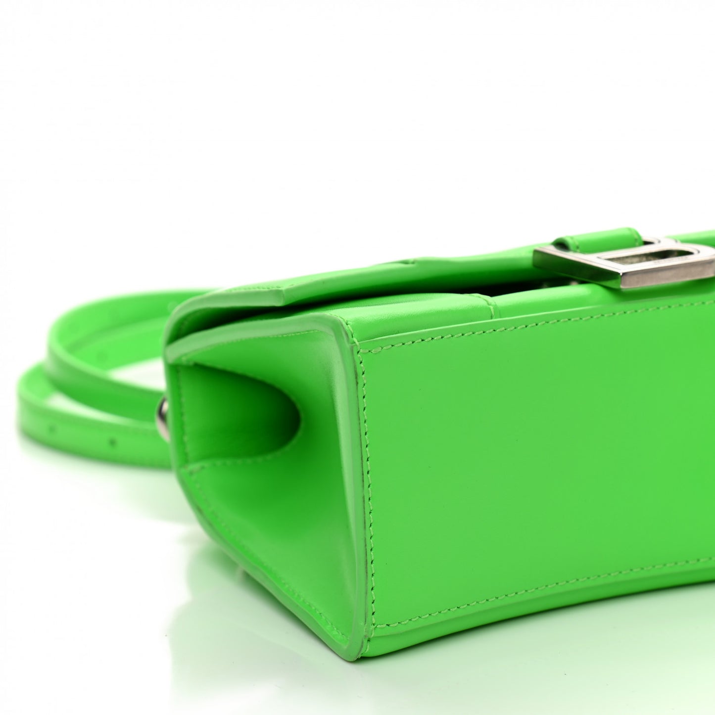 Shiny Box Calfskin Hourglass Top Handle Bag XS Fluo Green