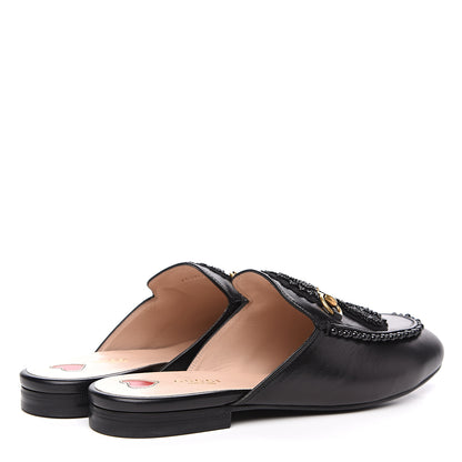 Gucci Malaga Kid Bead Embellished Womens Princetown Slippers 40 Black 4 of 10