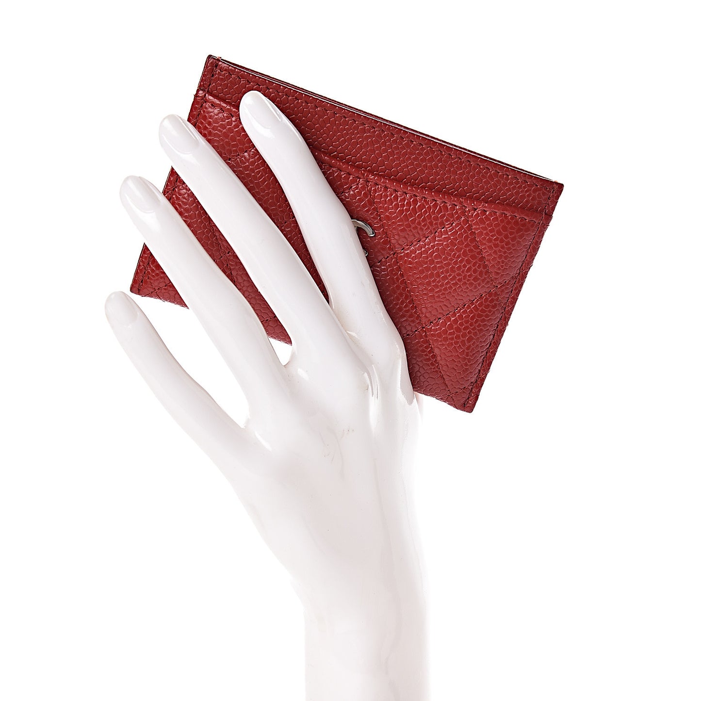 Caviar Quilted Card Holder Red