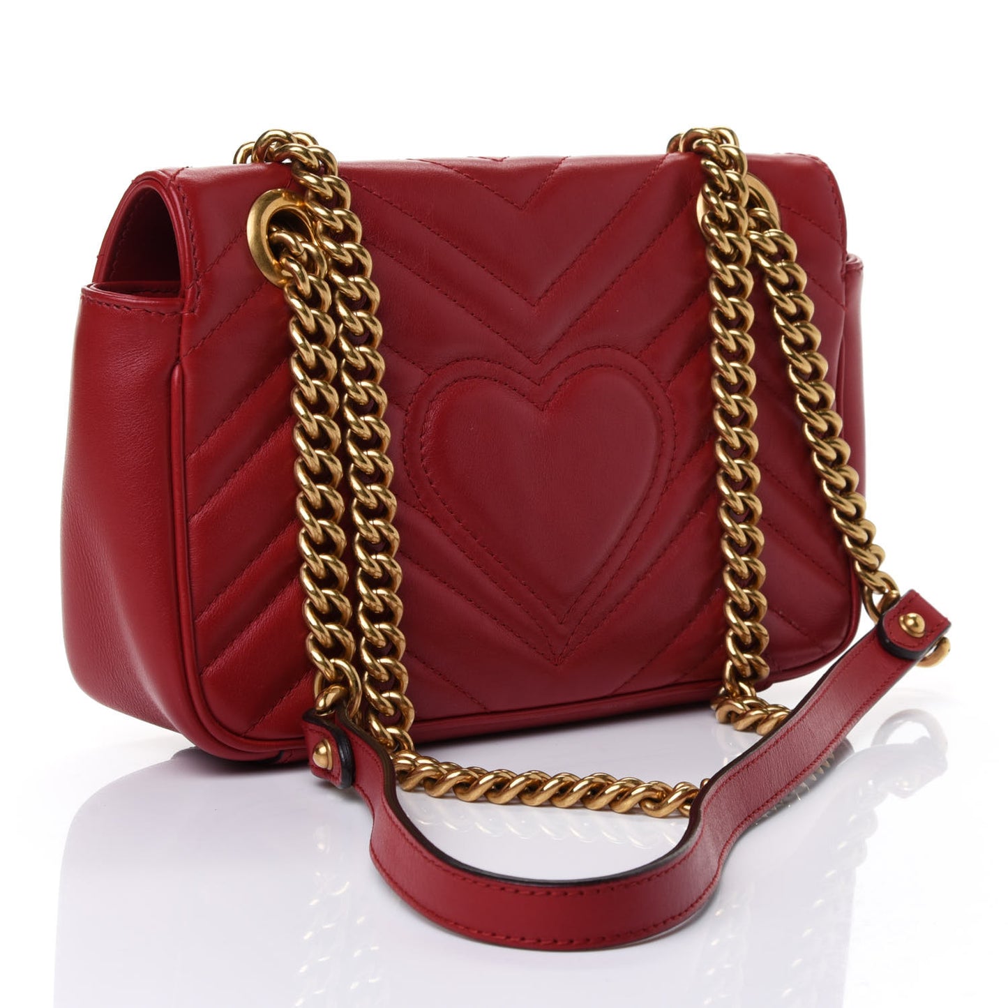 Calfskin Matelasse Mini GG Marmont Shoulder Bag Hibiscus Red