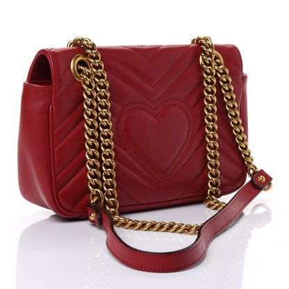 Gucci Calfskin Matelasse Mini GG Marmont Shoulder Bag Hibiscus Red 2 of 5