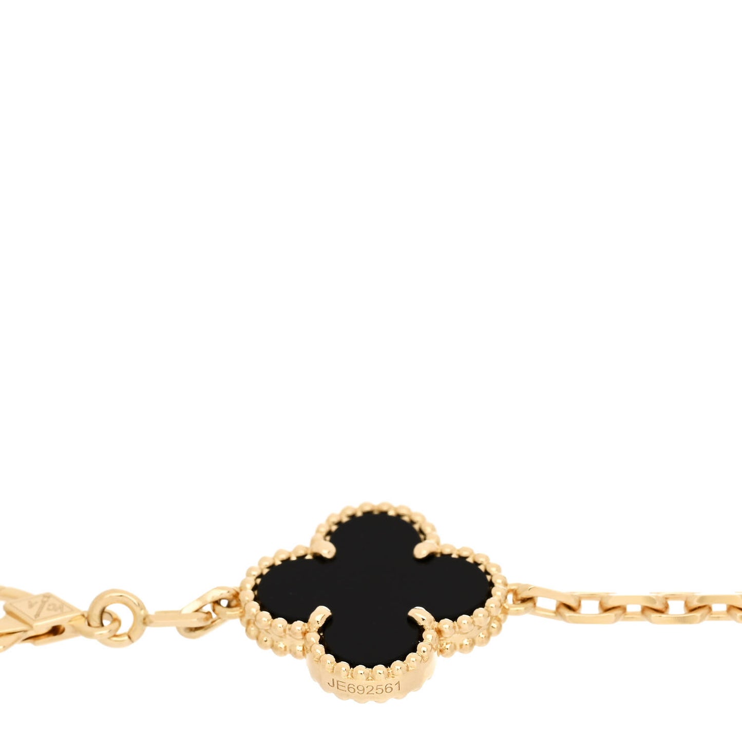 18K Yellow Gold Black Onyx 5 Motifs Vintage Alhambra Bracelet