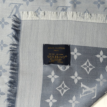 Louis Vuitton Silk Wool Monogram Denim Shawl Blue Clair 3 of 3