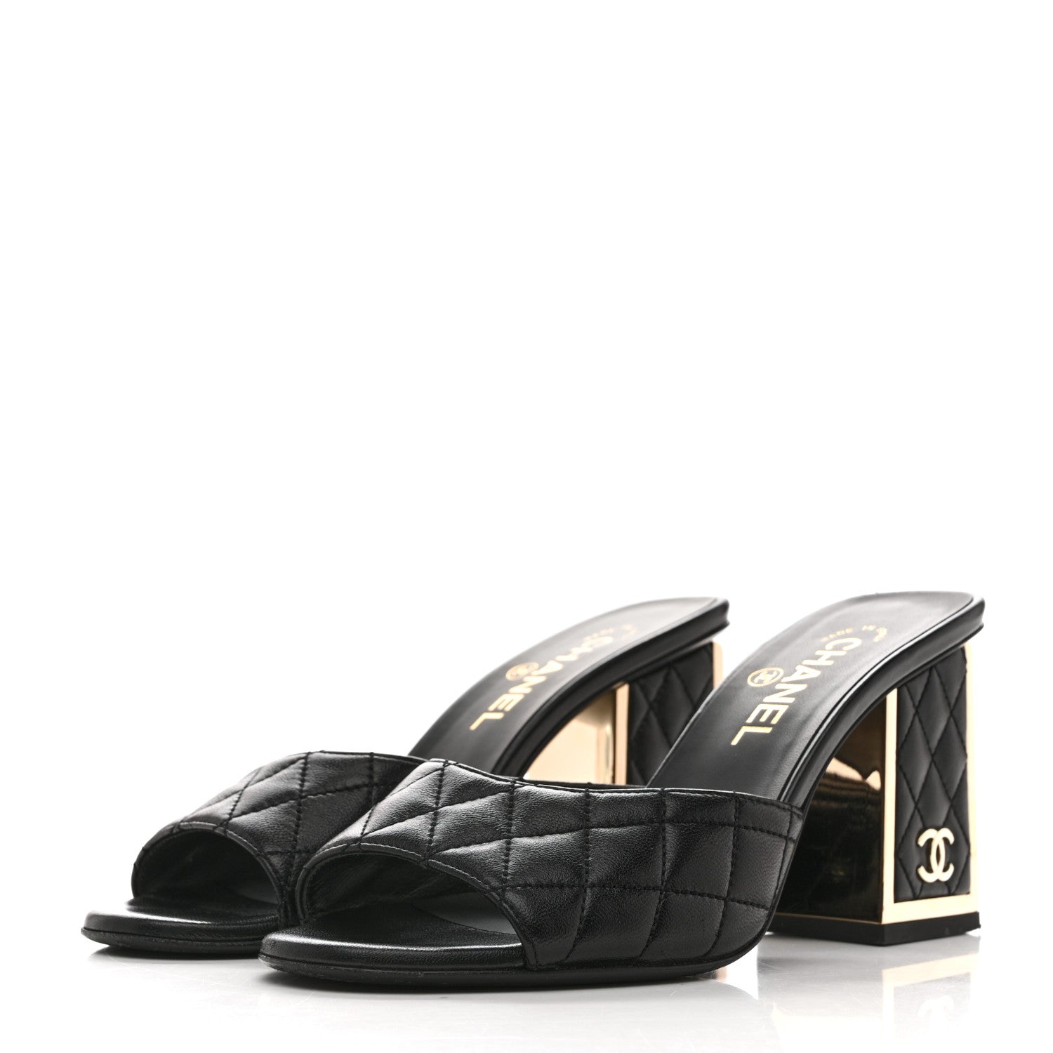 Chanel Lambskin Quilted CC Mules 38 Black 4 of 9
