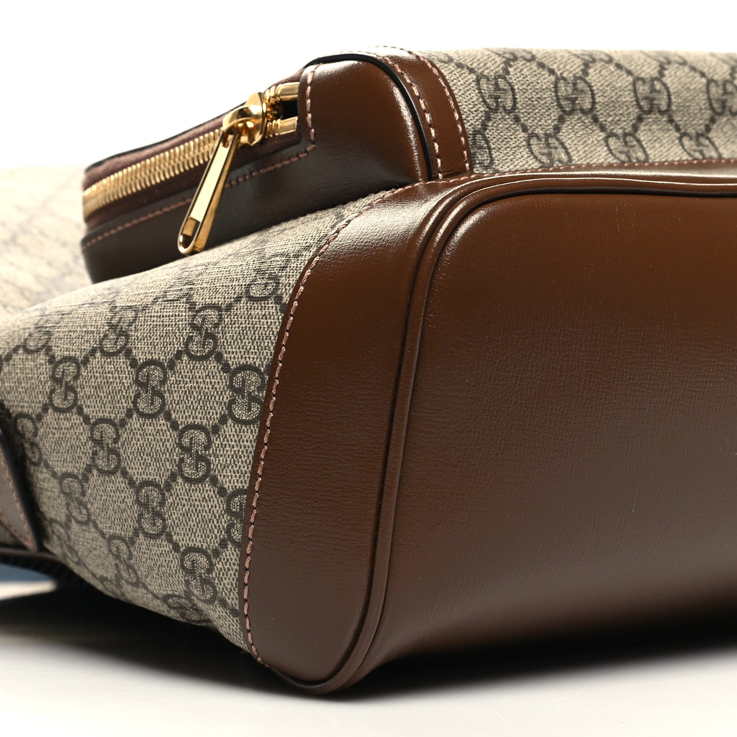 GG Supreme Monogram Textured Calfskin Retro Interlocking G Backpack Brown Beige