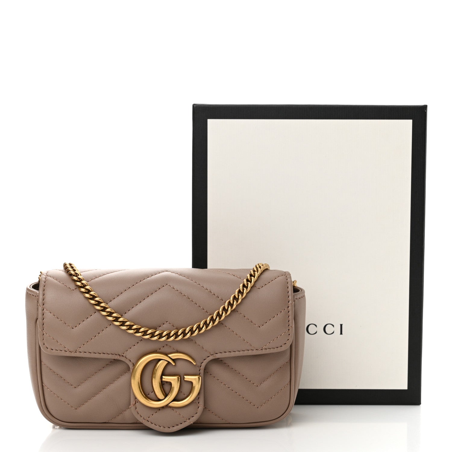 Gucci Calfskin Matelasse Super Mini GG Marmont Shoulder Bag Porcelain Rose 11 of 11