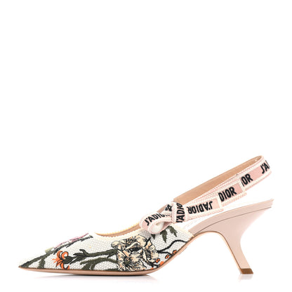 Christian Dior Canvas Ribbon Rose Mutabilis Embroidered J'Adoir Slingback 65mm Pumps 39 Multicolor 1 of 9