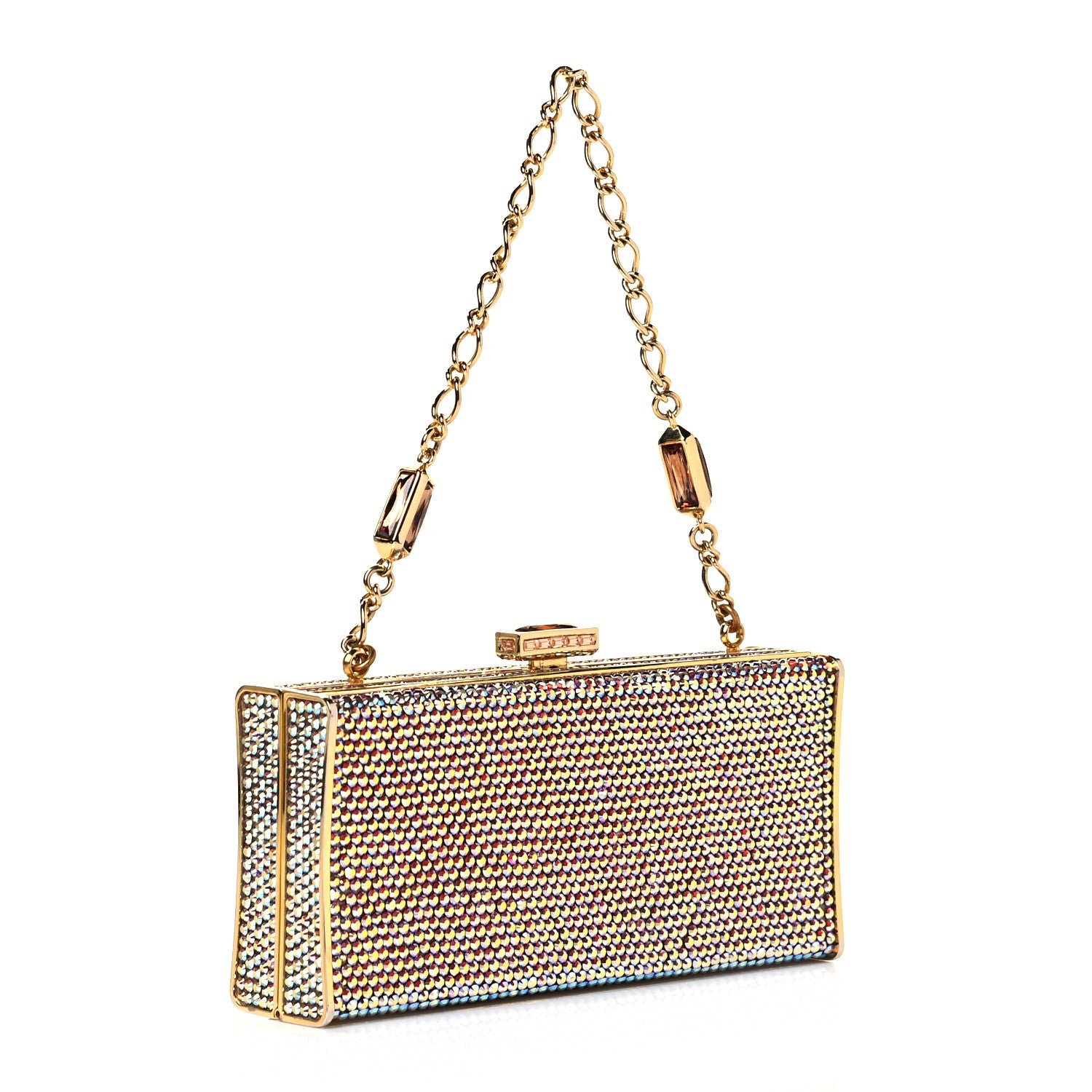 Judith Leiber Swarovski Crystal Minaudiere Clutch Gold Multicolor 2 of 10