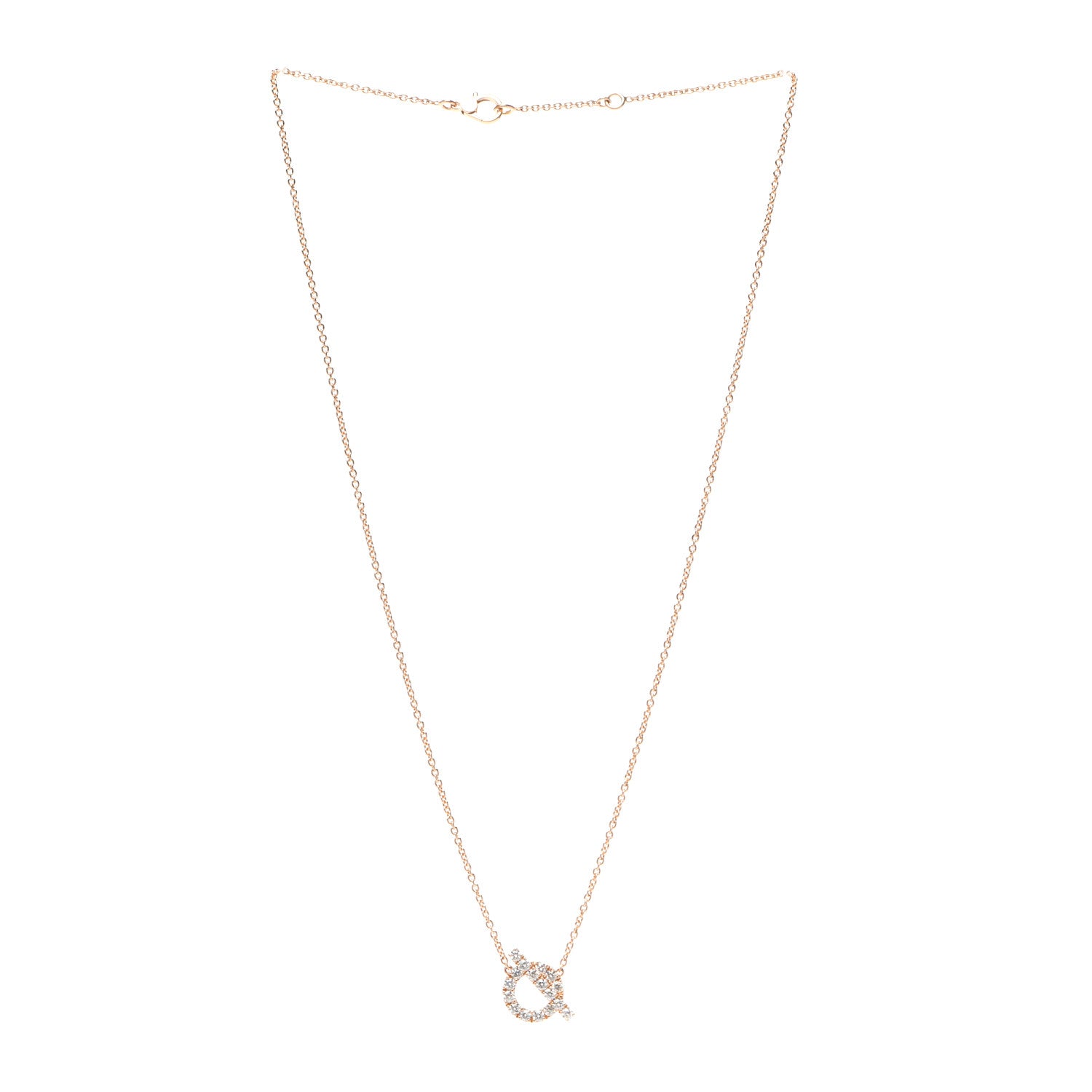 Hermes 18K Rose Gold Diamond Finesse Pendant Necklace 3 of 6