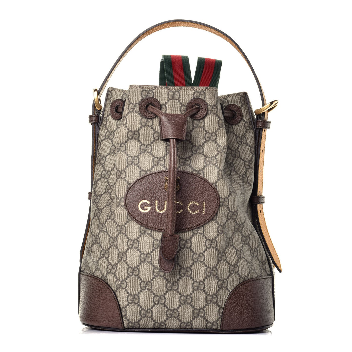 GG Supreme Monogram Neo Vintage Drawstring Bucket Backpack Beige New Acero Crop