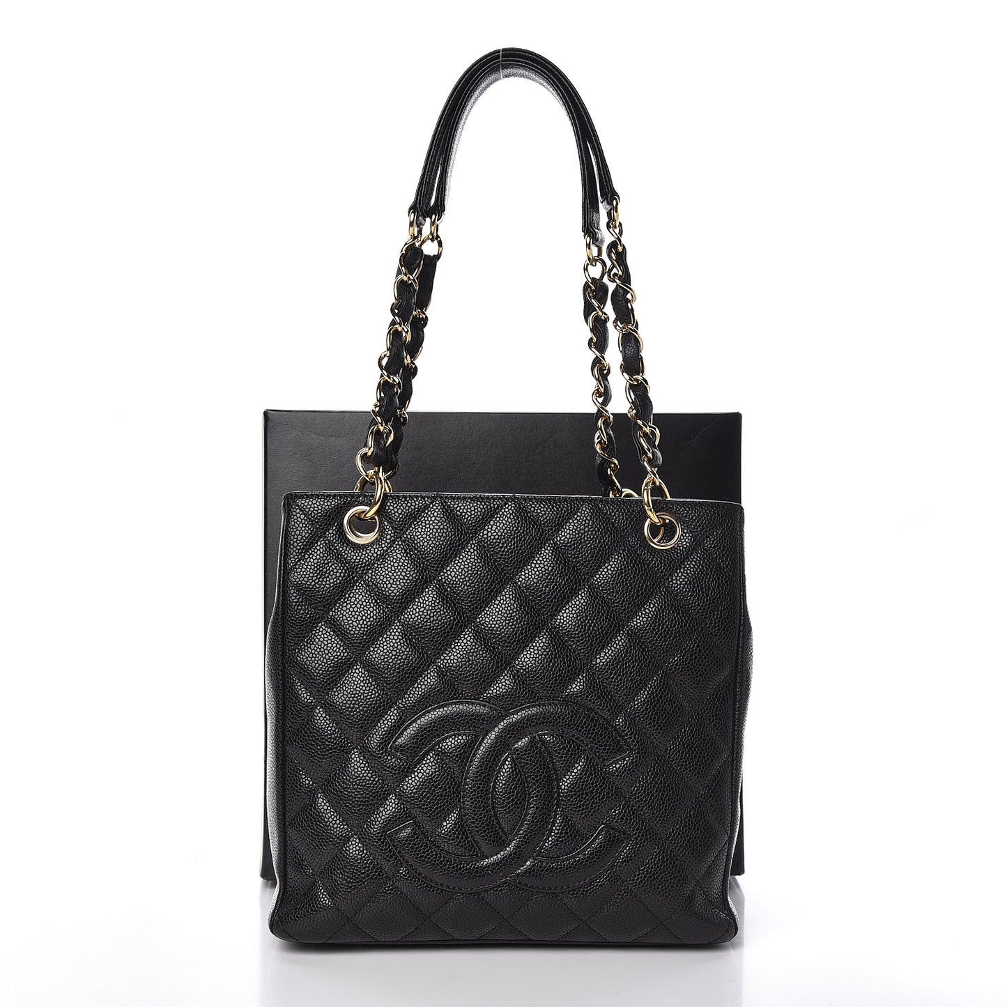 Caviar Quilted Petit Shopping Tote PST Black