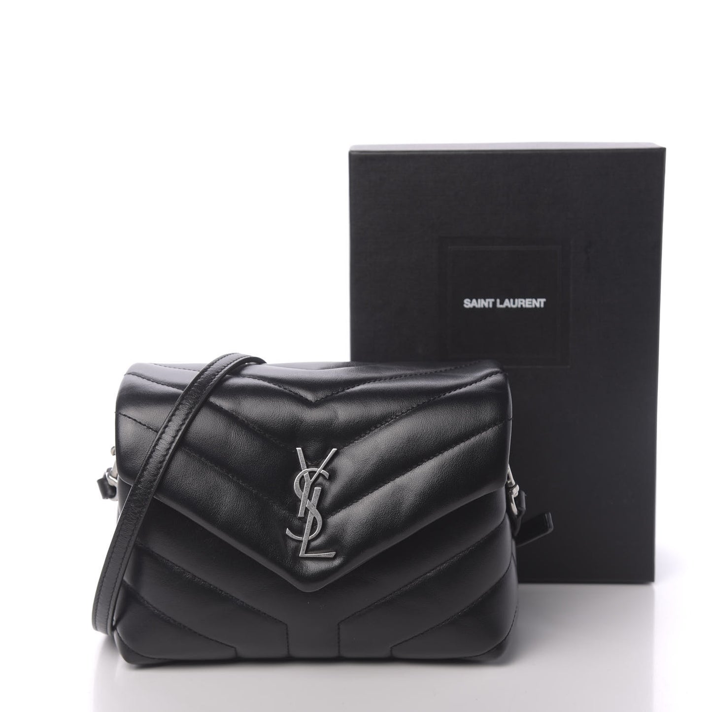 Calfskin Y Quilted Monogram Toy Loulou Crossbody Bag Black
