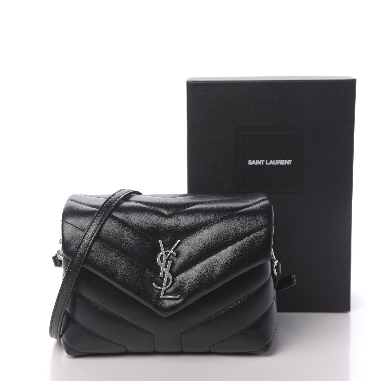 Saint Laurent Calfskin Y Quilted Monogram Toy Loulou Crossbody Bag Black 11 of 11
