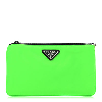 Prada Tessuto Nylon Saffiano Wristlet Green Fluo 1 of 8