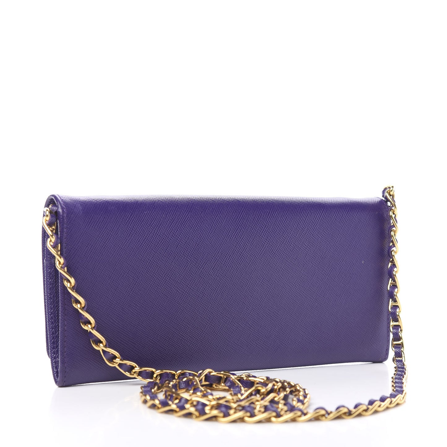 Saffiano Metal Oro Chain Wallet Viola