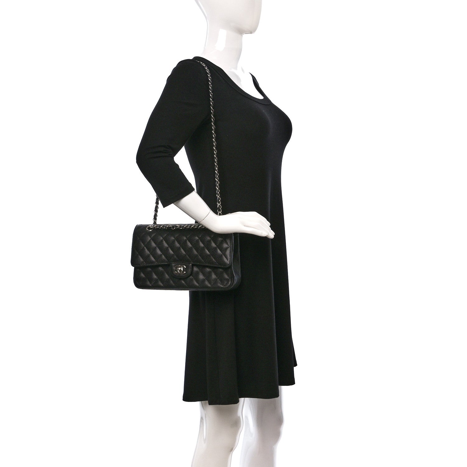 Chanel Caviar Quilted Medium Double Flap Black 2 of 9