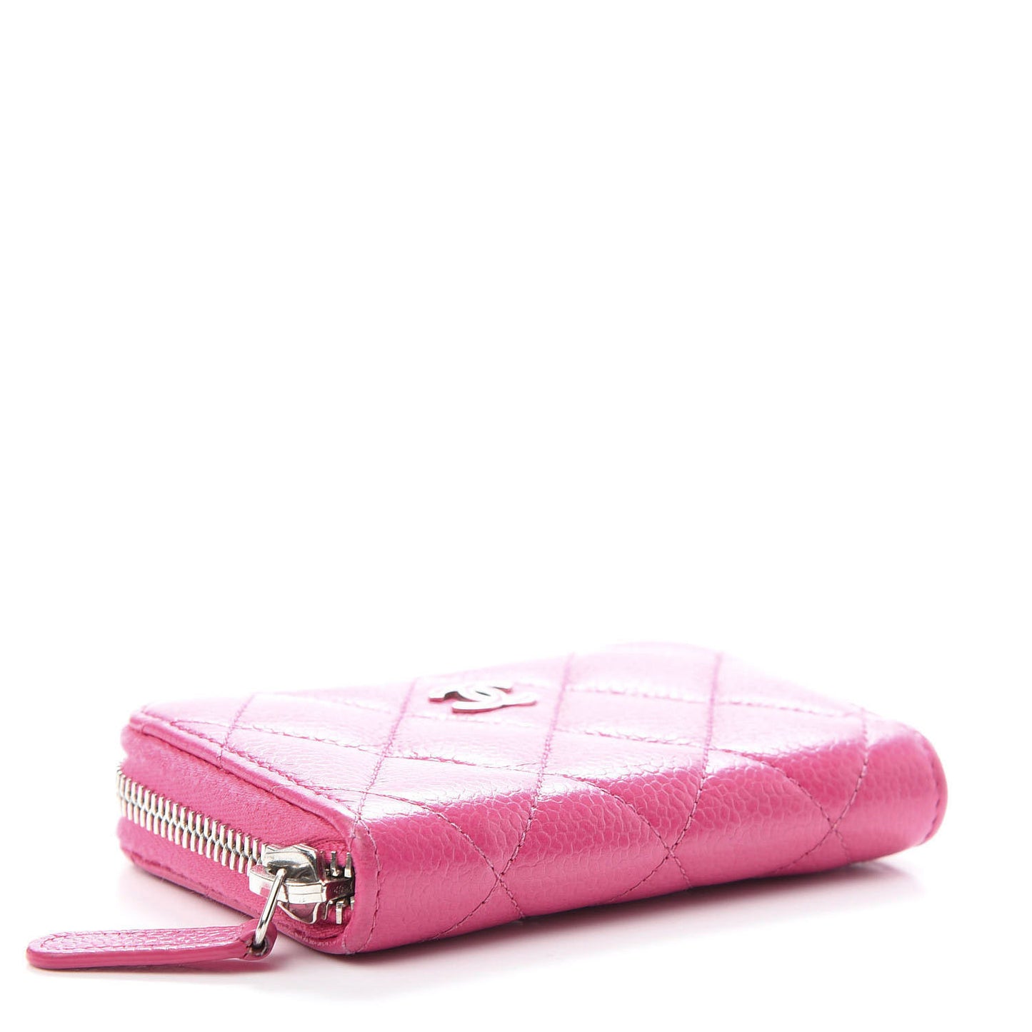 Caviar Quilted Zip Coin Purse Pink