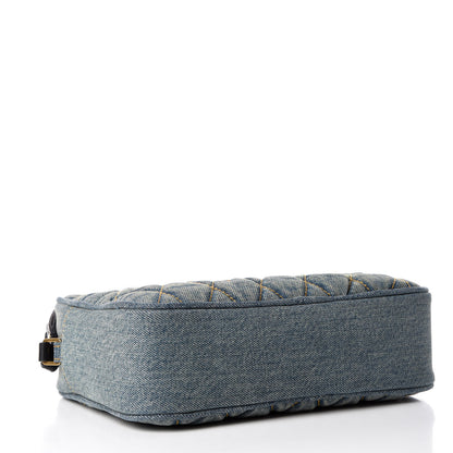 Saint Laurent Denim Matelasse Quilted Summer Embroidered Classic Monogram Camera Bag Blue 4 of 7