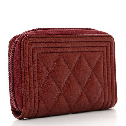 Chanel Caviar Quilted Boy Zip Around Coin Purse Wallet Burgundy 3 of 7
