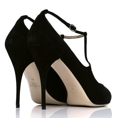 Valentino Garavani Suede Strap Pumps 40 Black 3 of 5