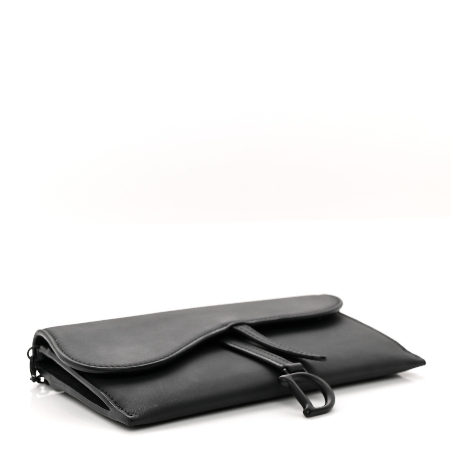 Christian Dior Ultra Matte Calfskin Saddle Chain Wallet Pouch Black 5 of 11