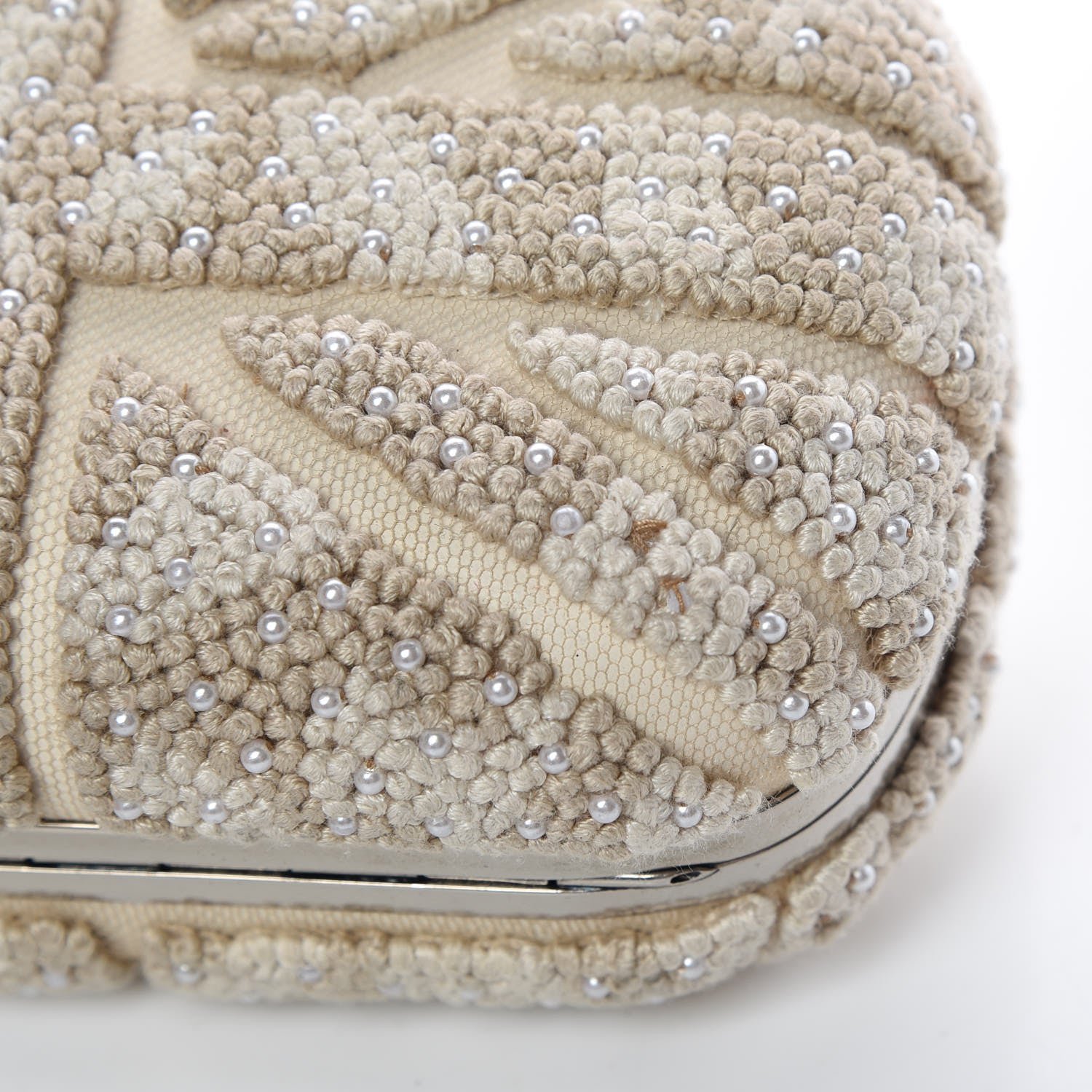 Alexander McQueen Canvas Beaded Britannia Skull Box Clutch Natural 10 of 11