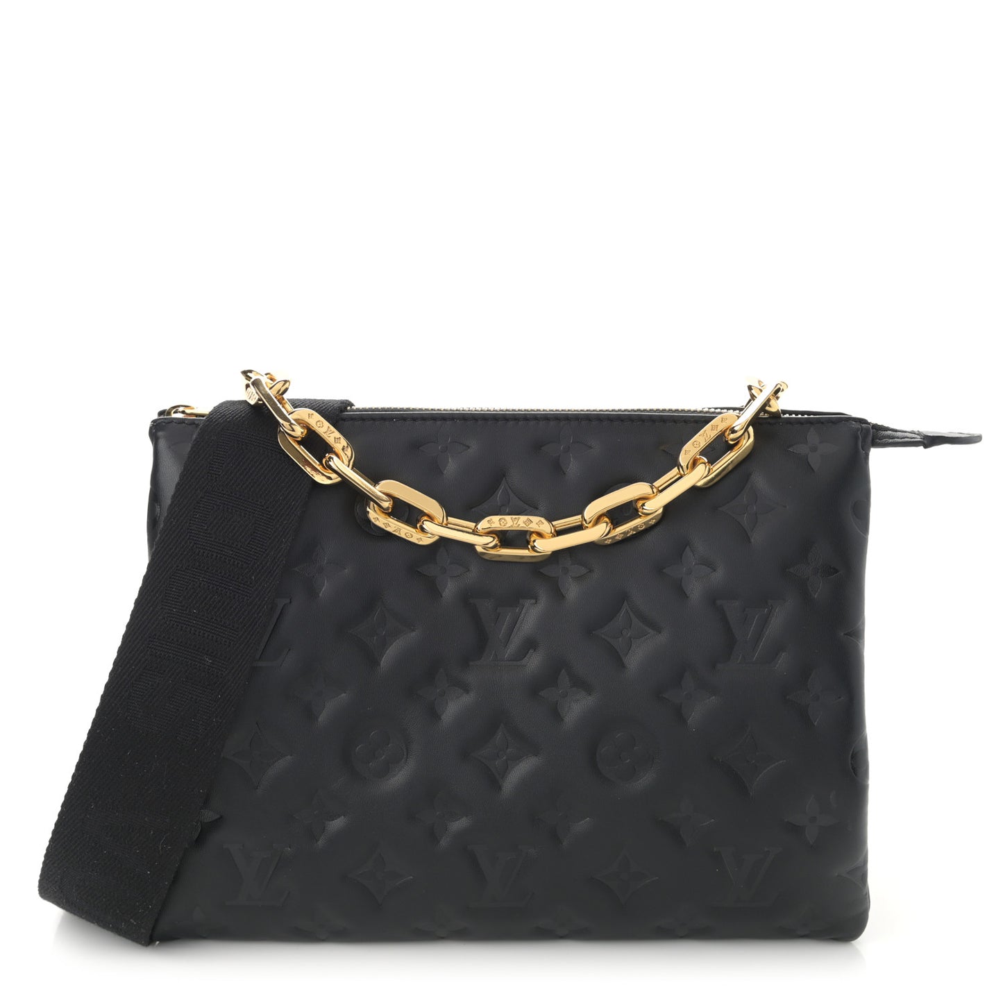 Lambskin Embossed Monogram Coussin PM Black