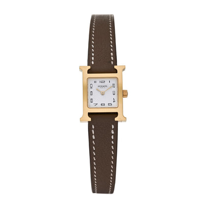 Hermes Stainless Steel Swift 17.2mm Heure H Hour Watch Etoupe 1 of 5