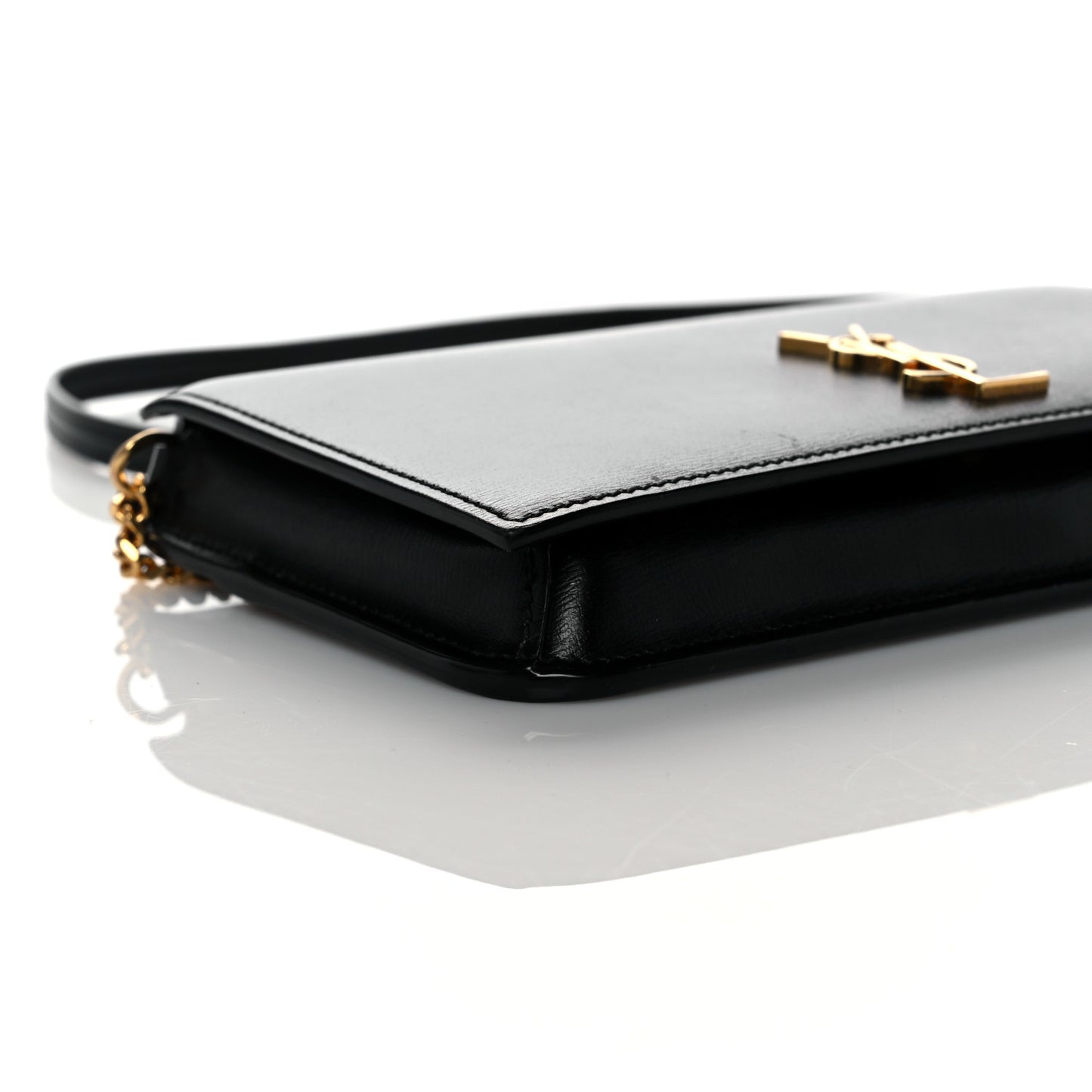 Smooth Calfskin Monogram Phone Holder Crossbody Black