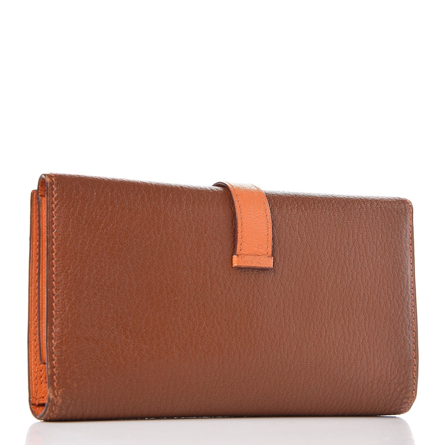 Hermes Chevre Mysore Bi Color Bearn Wallet Gold Orange 3 of 10