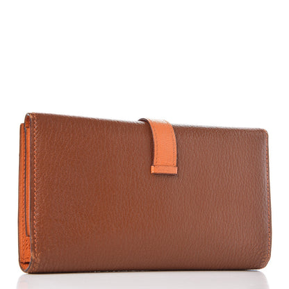 Hermes Chevre Mysore Bi Color Bearn Wallet Gold Orange 3 of 10