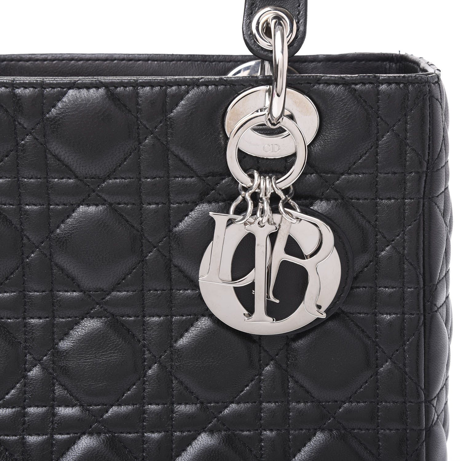 Christian Dior Lambskin Cannage Medium Lady Dior Black 10 of 10