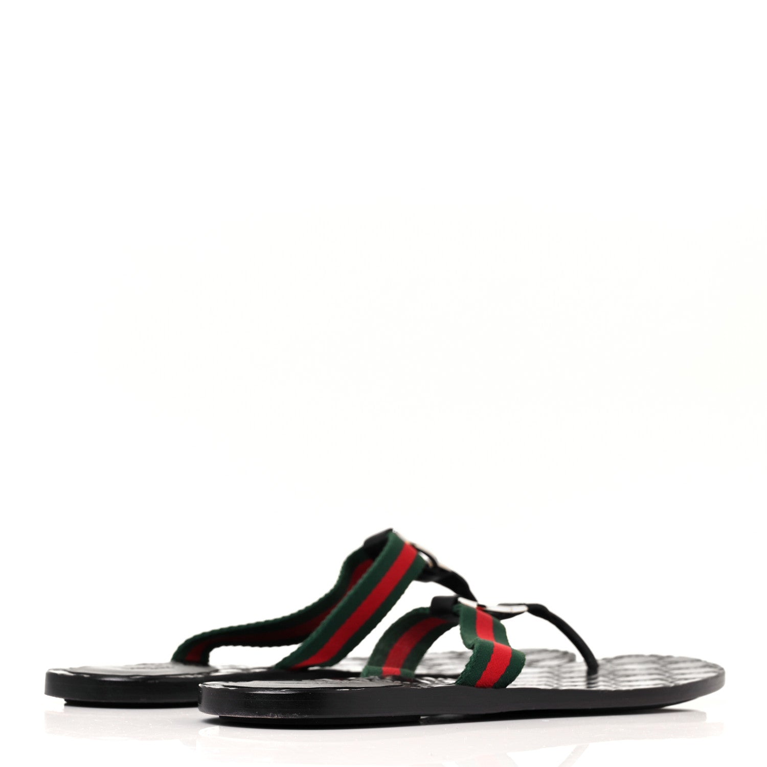 Gucci Nylon Guccissima Web Womens Thong Sandals 42 Green Red Black 4 of 8
