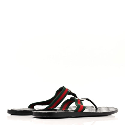 Gucci Nylon Guccissima Web Womens Thong Sandals 42 Green Red Black 4 of 8