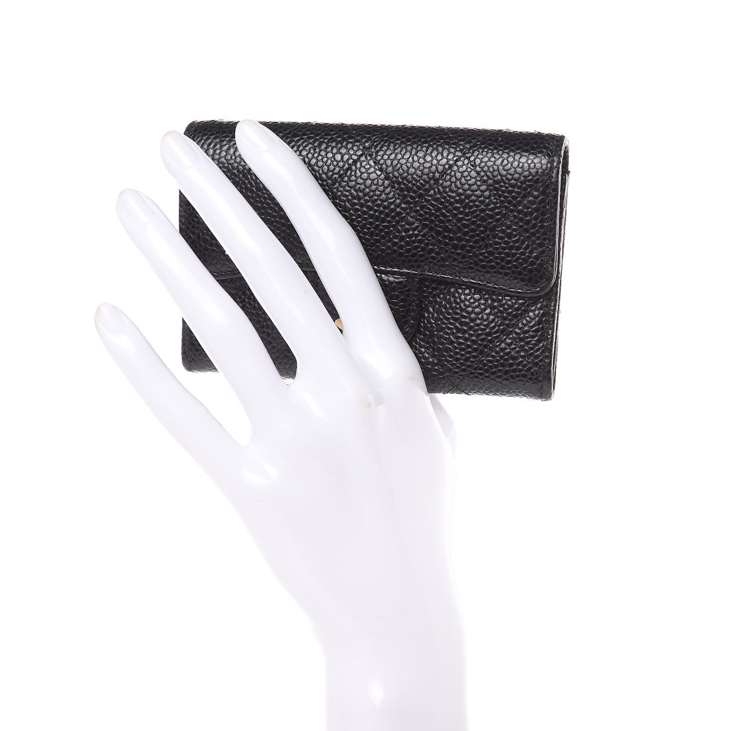 Caviar Quilted Flap Card Holder Black