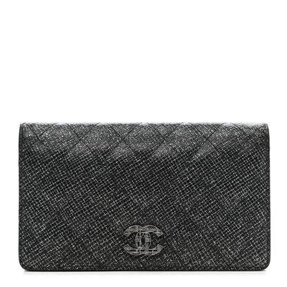 Chanel Glittered Calfskin Quilted Yen Wallet Black 1 of 10