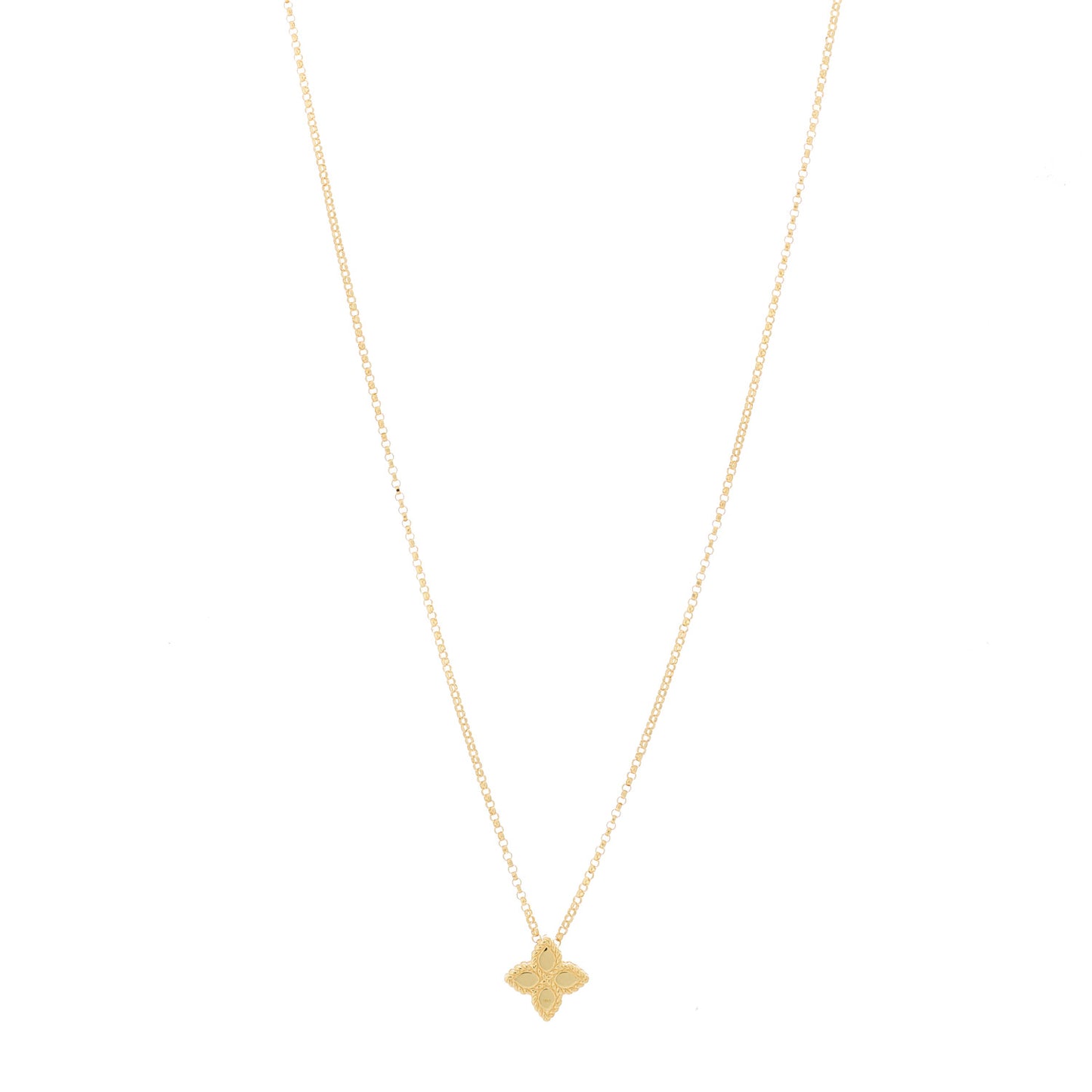18K Yellow Gold Small Princess Flower Pendant Necklace