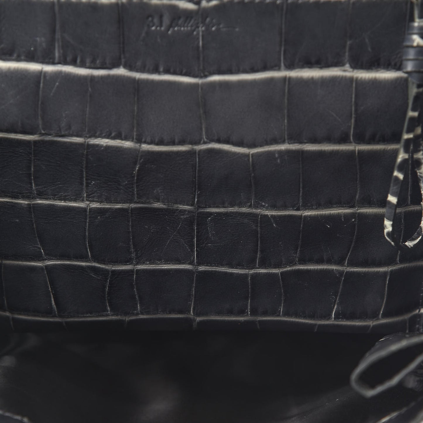 Calfskin Crocodile Embossed Large Pashli Satchel Antique Grey