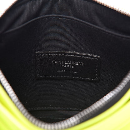 Saint Laurent Patent Grain De Poudre Matelasse Chevron Monogram Bill Pouch Neon Yellow 6 of 9