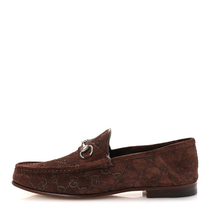 Gucci Suede GG Monogram Horsebit Mens Loafers 9 Brown 1 of 11