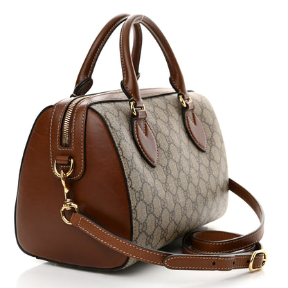 Gucci GG Supreme Monogram Cuoio Toscano Small Boston Beige Ebony Cuir 3 of 15